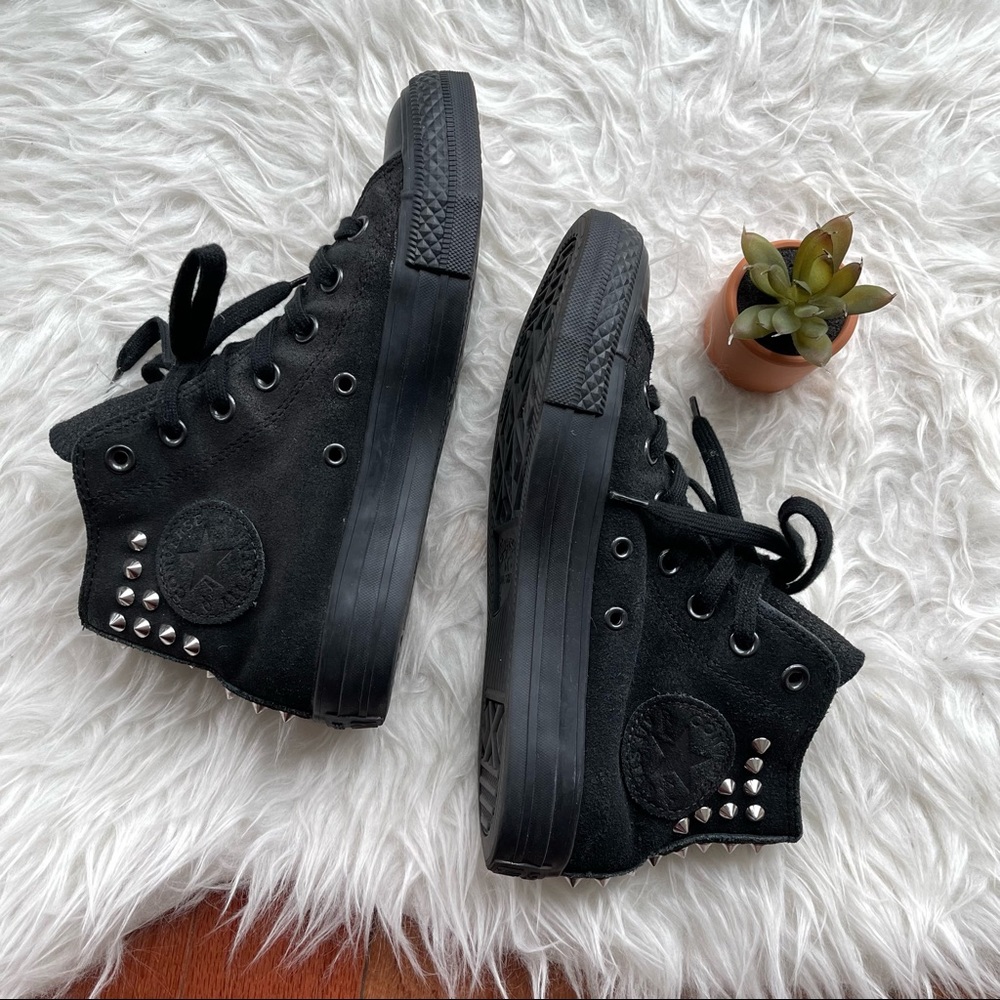 CONVERSE black suede with silver studs high ankle
